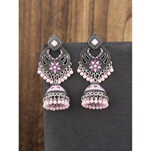 SHEIN Pink Floral Beaded Drop Earrings